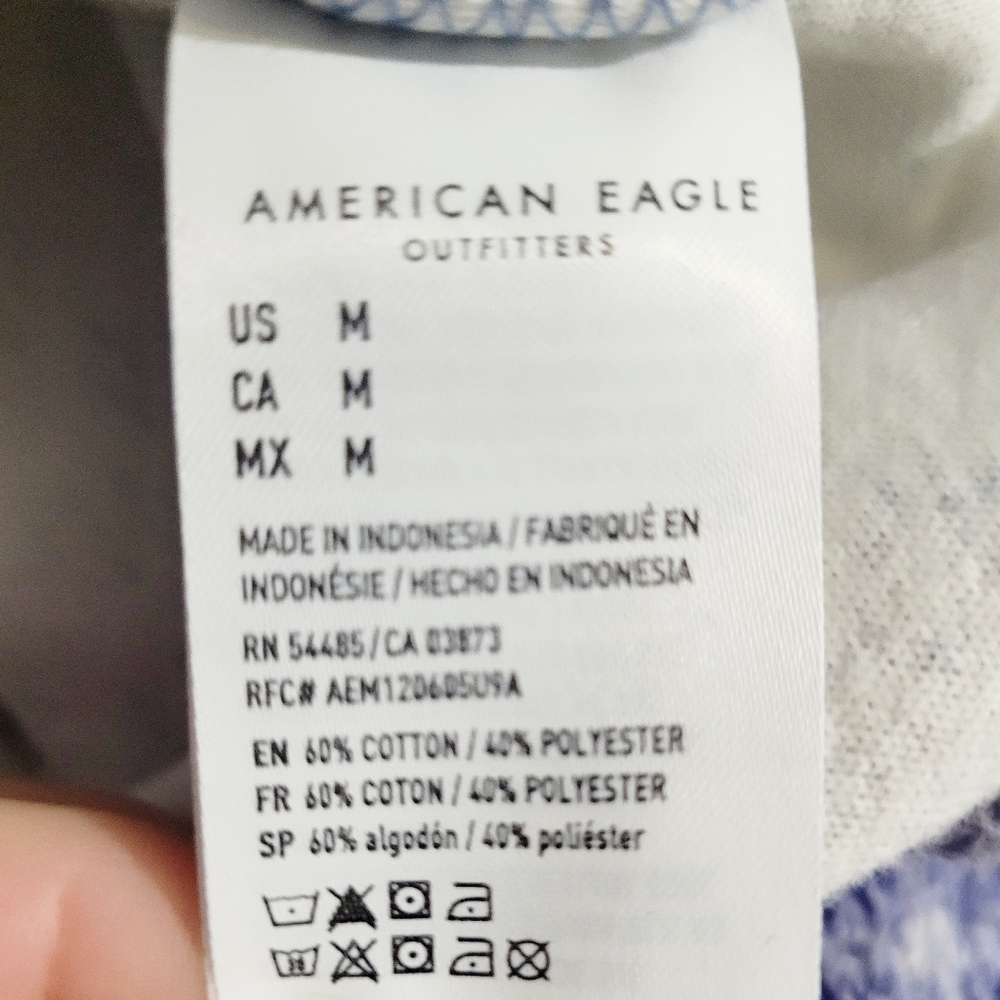 American Eagle Plaid Oversized Shacket Shirt Blue Gray Women's Size Medium SOFT - Picture 12 of 13